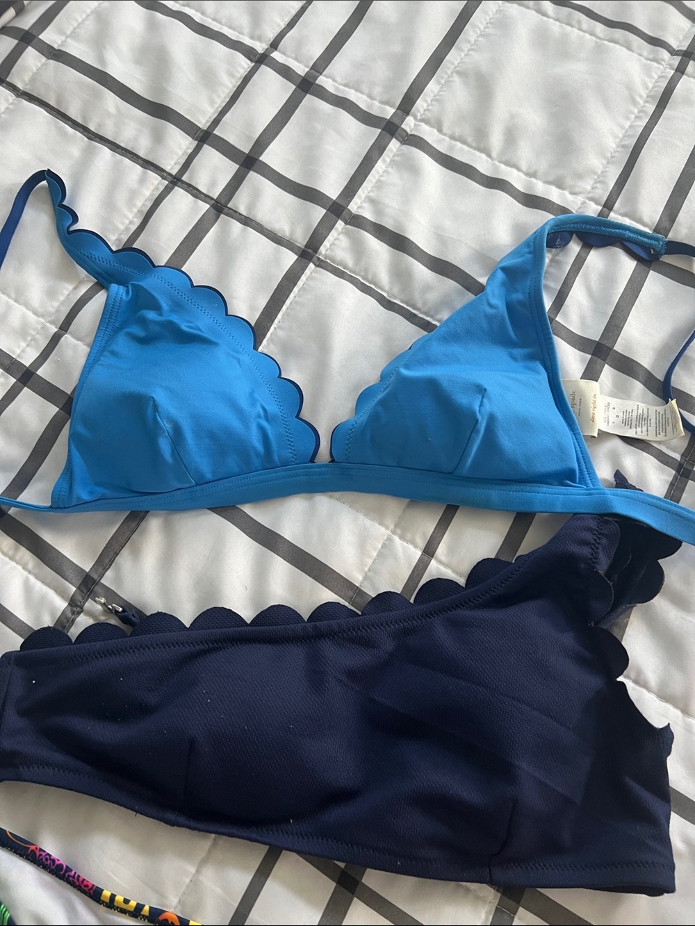 kate spade Bright Blue Bikini Top with Navy Strap Accents